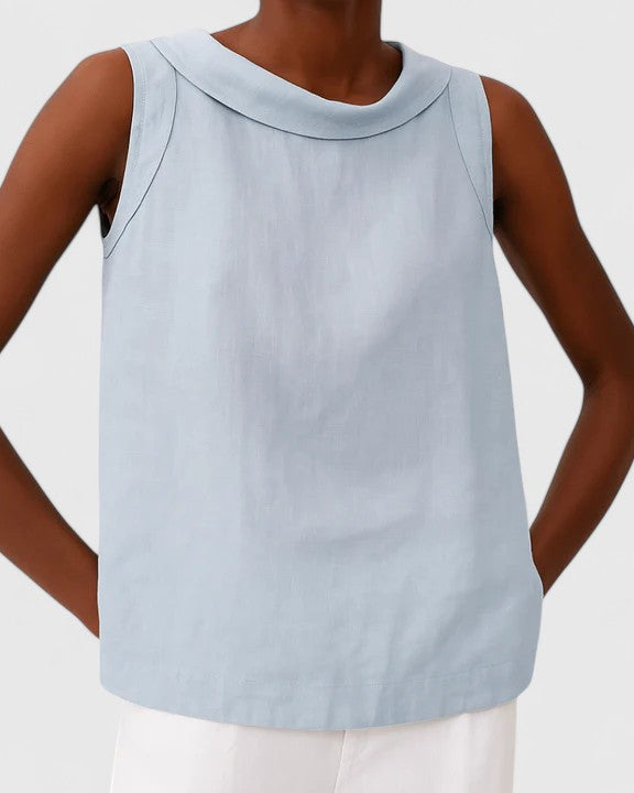 Anastine | Elegant Top with Roll Collar