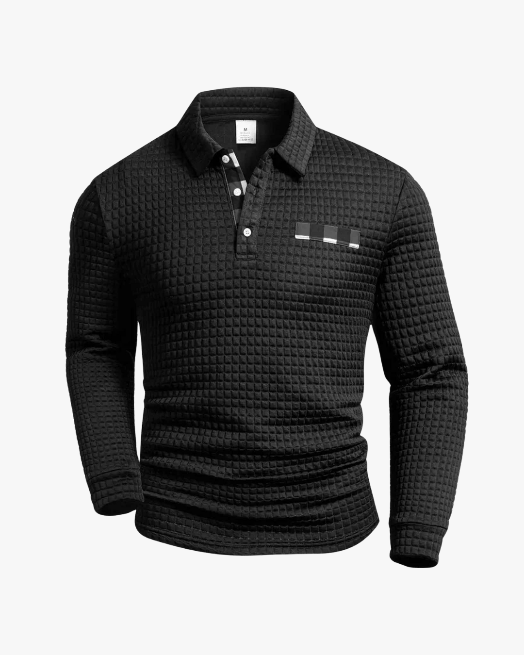 Alex Textured Waffle Knit Long Sleeve Polo