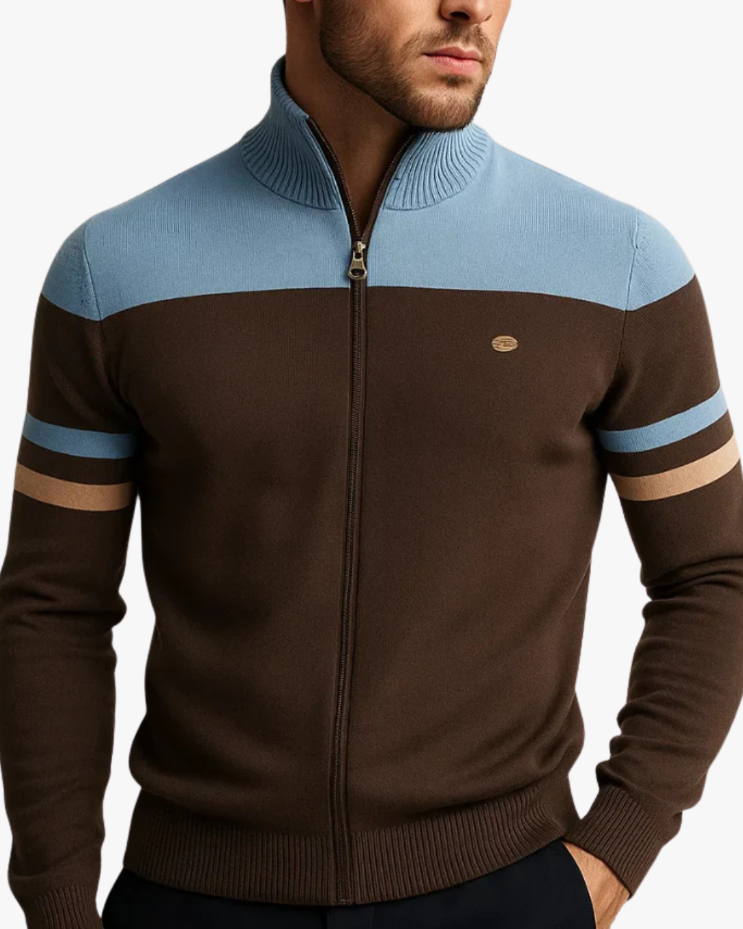 Troy Color Block Full-Zip Cotton Sweatshirt