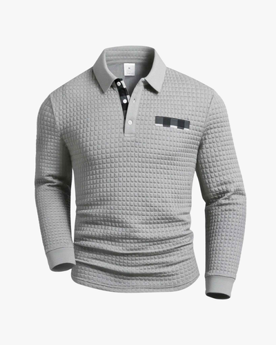 Alex Textured Waffle Knit Long Sleeve Polo