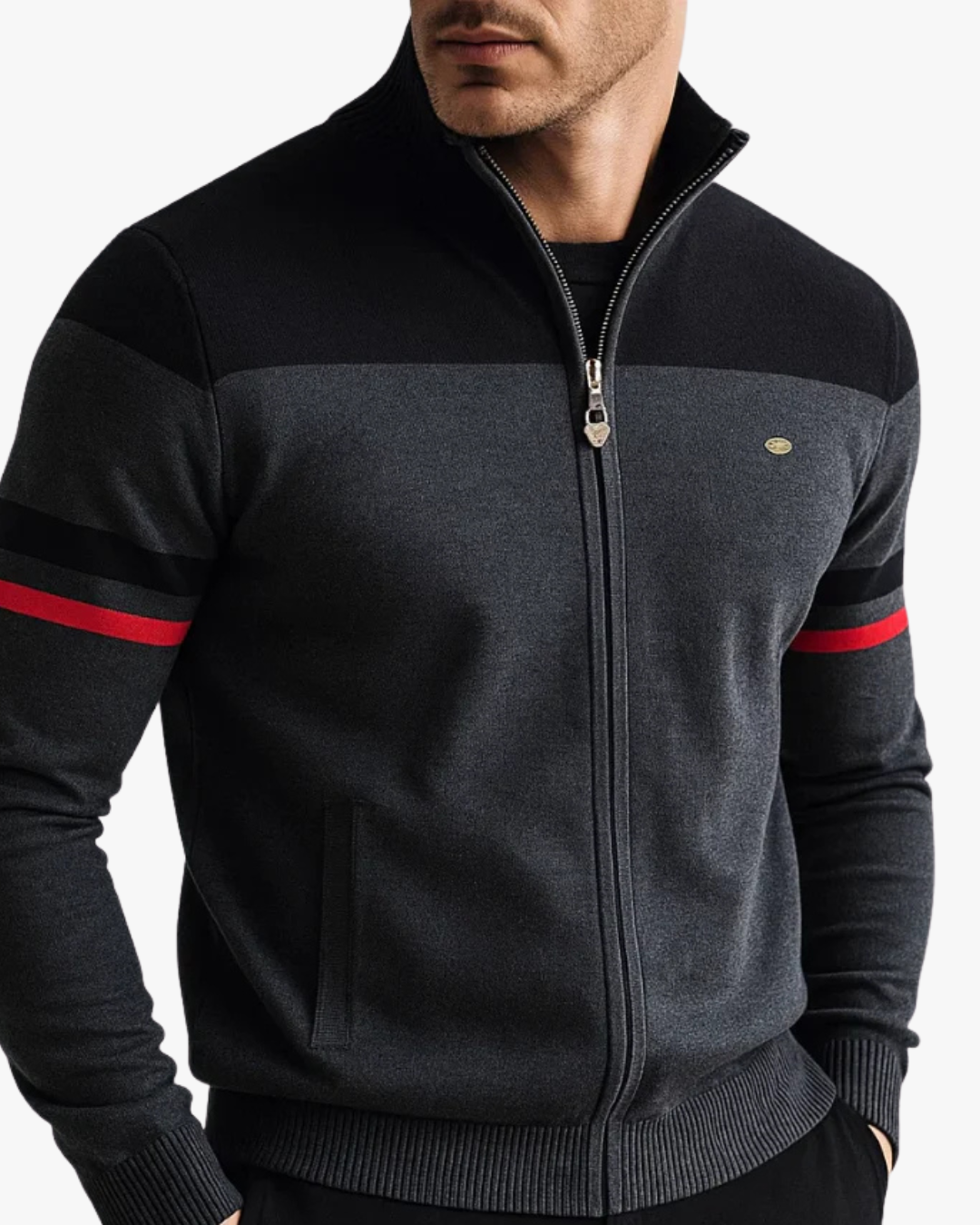 Troy Color Block Full-Zip Cotton Sweatshirt