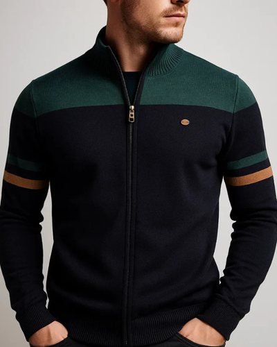 Troy Color Block Full-Zip Cotton Sweatshirt