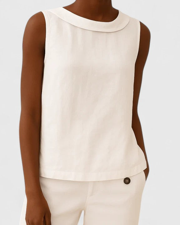 Anastine | Elegant Top with Roll Collar